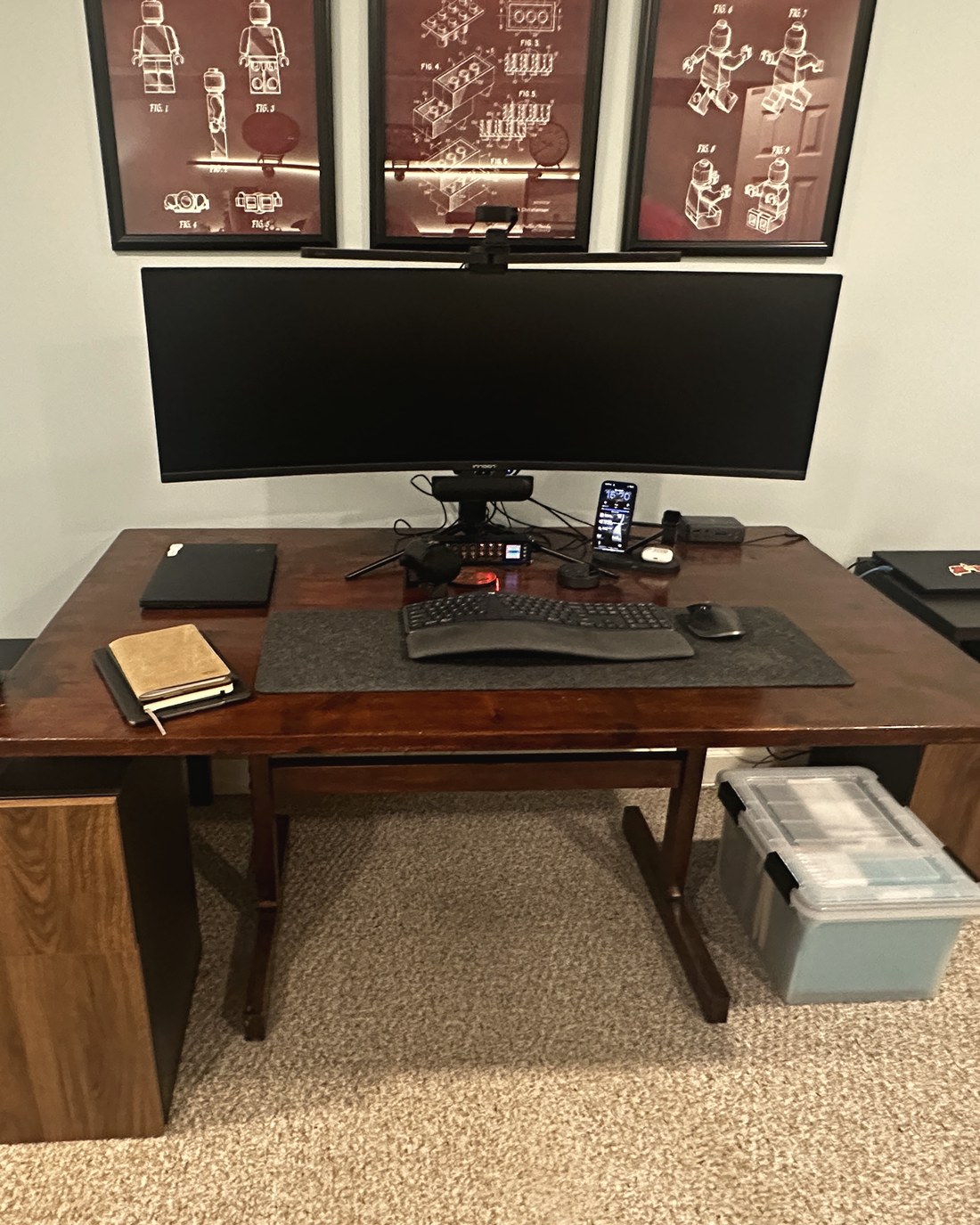 An organized home office in Raleigh: clear desk, managed cables, and labeled storage